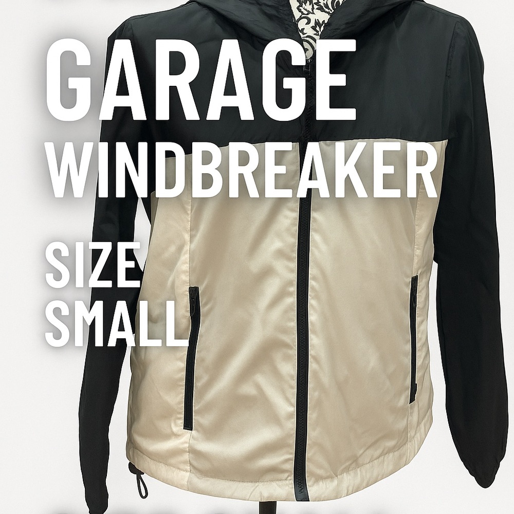 🖤🤍 Garage Black & White Colorblock Windbreaker – Size Small